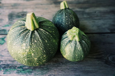 High angle view of squash on wooden table