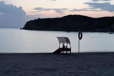 Scenic view of sea at sunset