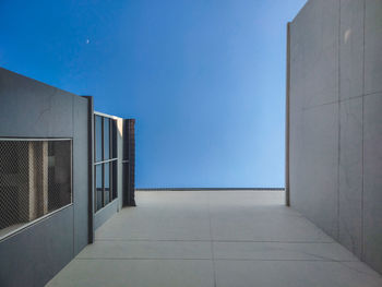 Empty building against clear blue sky