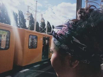 Train seen through window