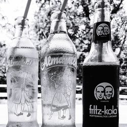 Close-up of beer bottles