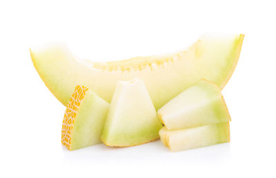 Close-up of chopped fruit against white background