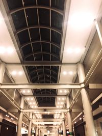 Low angle view of illuminated ceiling in building