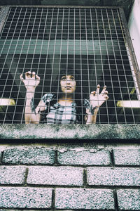 Low angle view of a cage