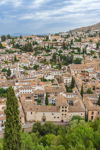 High angle view of townscape against sky