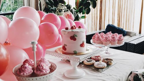 Close-up of cake on table