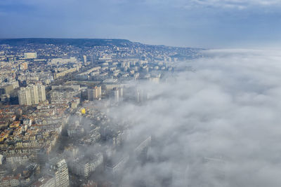 High angle view of buildings in city