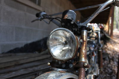 Close-up of vintage motorcycle