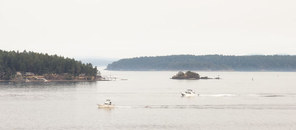 Scenic view of lake against clear sky