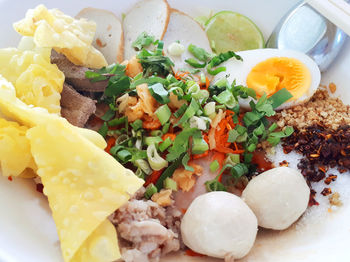 High angle view of food in plate