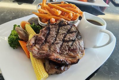 Close-up of meal served in plate