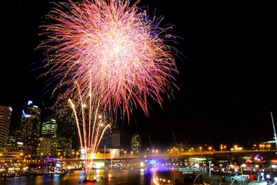 Firework display at night