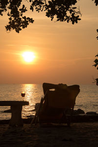 Scenic view of sea at sunset