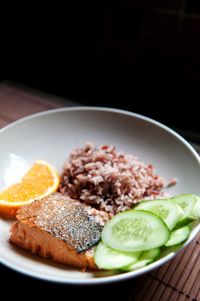 Close-up of fruit salad in plate