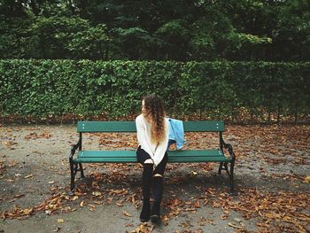 Empty bench in park