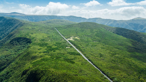 Scenic view of green landscape against sky