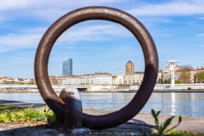 Close-up of cityscape against sky