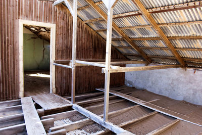 Wooden staircase of building