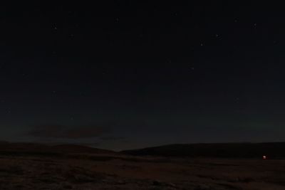 Scenic view of landscape against sky at night