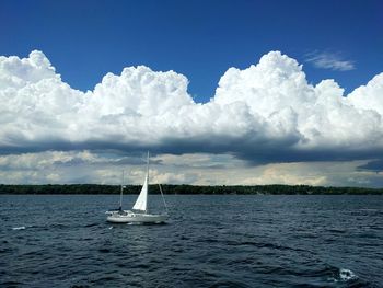 Boat sailing in sea