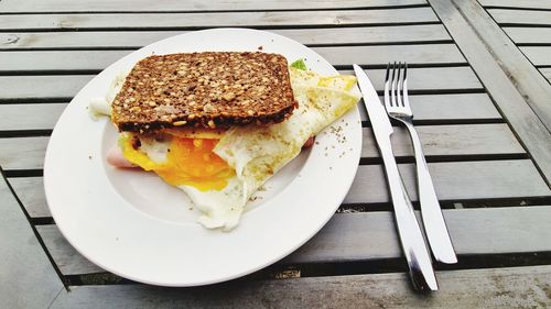 Close-up of food in plate on table