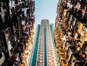 Low angle view of modern buildings against sky in city