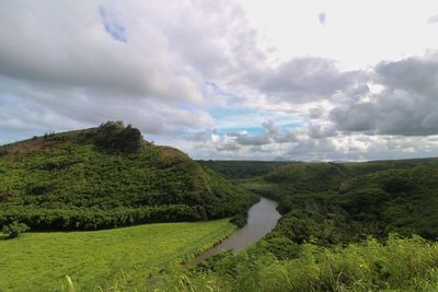 Scenic view of land against sky