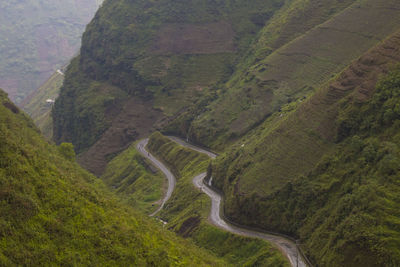 High angle view of road amidst landscape