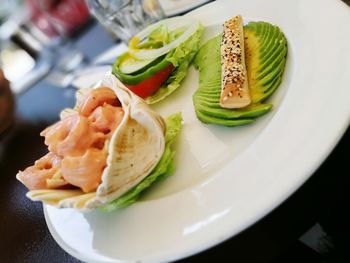 Close-up of served food on plate