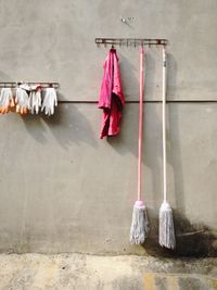 Clothes hanging on wall