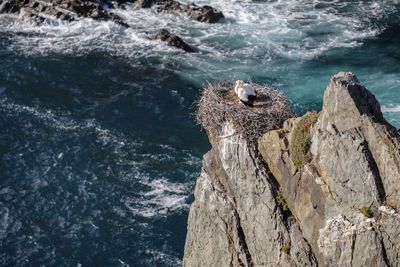 View of storkon rock by sea