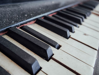 Close-up of old piano