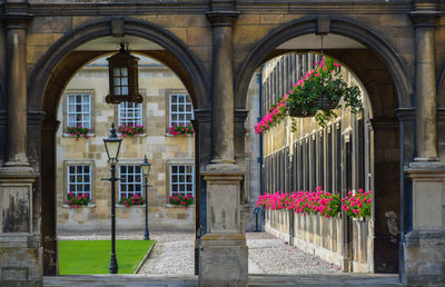 University campus seen through archway