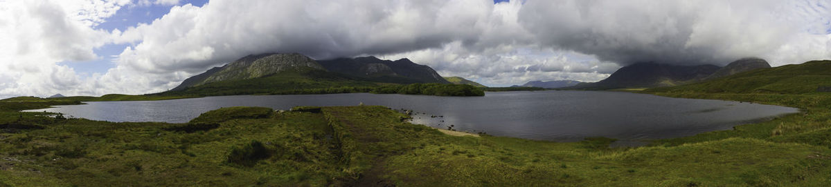 Panoramic view of waterfall against sky