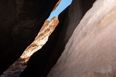 Low angle view of rock formations