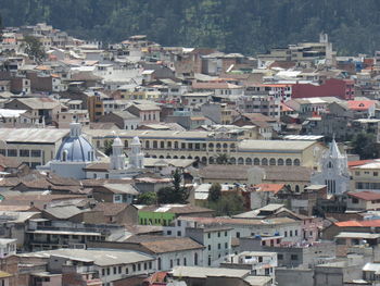 High angle view of buildings in city