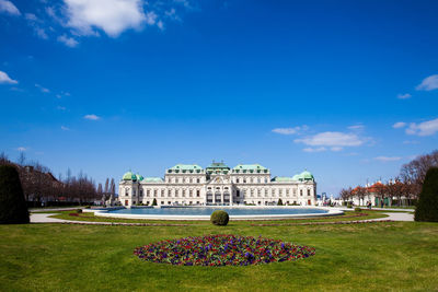 View of historical building in garden