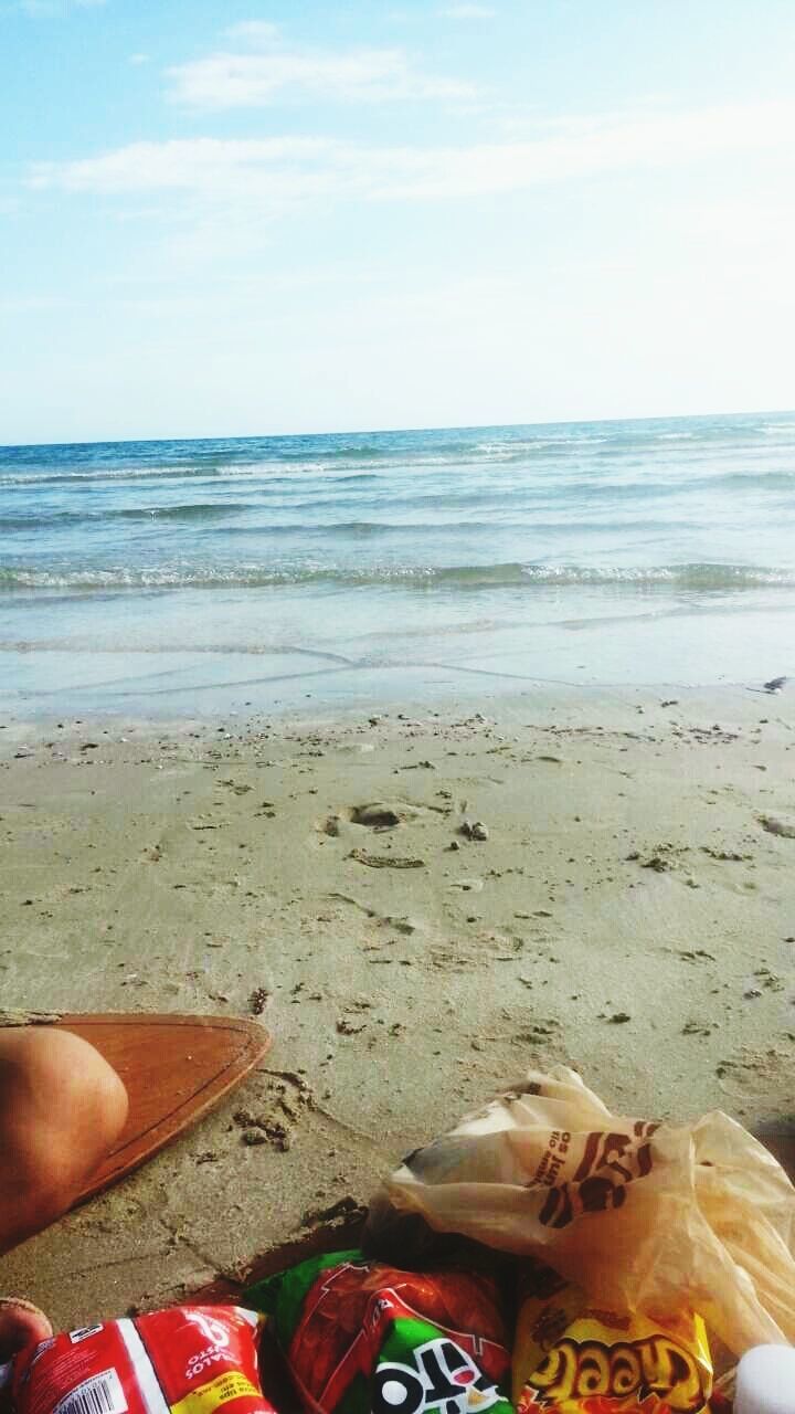 beach, sea, sand, water, low section, shore, horizon over water, person, personal perspective, lifestyles, leisure activity, vacations, sky, barefoot, relaxation, scenics