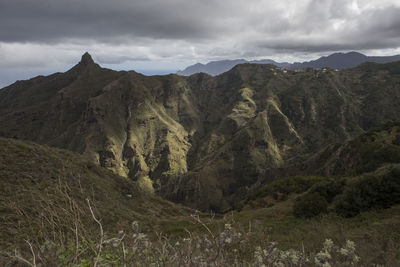 Scenic view of mountains against sky