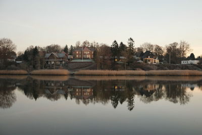 Scenic view of lake against clear sky