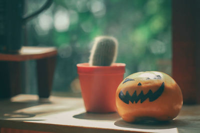 Close-up of pumpkin on table