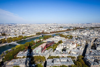 High angle view of townscape against sky