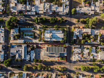 High angle view of buildings in city