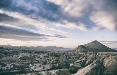 Scenic view of landscape against sky during sunset