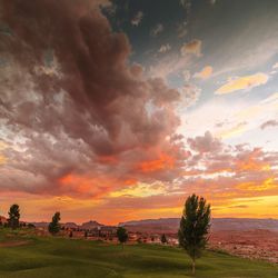 Scenic view of dramatic sky during sunset