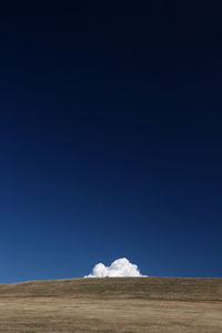 Scenic view of desert against clear blue sky