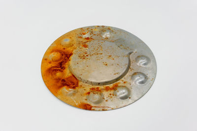 High angle view of drink on white background