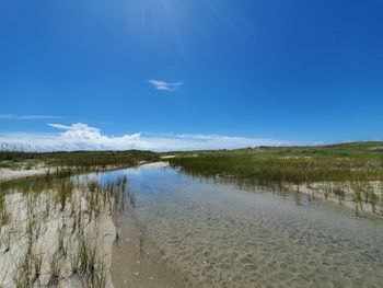 Scenic view of tide pool against sky