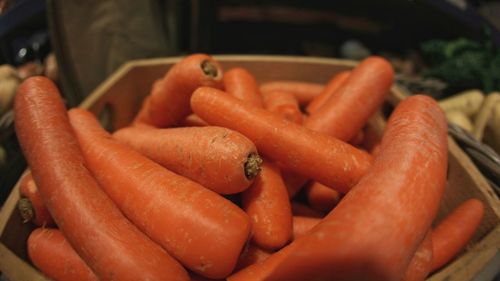High angle view of vegetables in market
