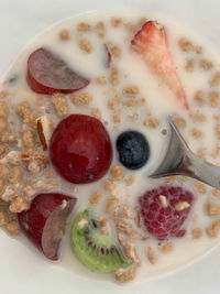 High angle view of breakfast served in plate